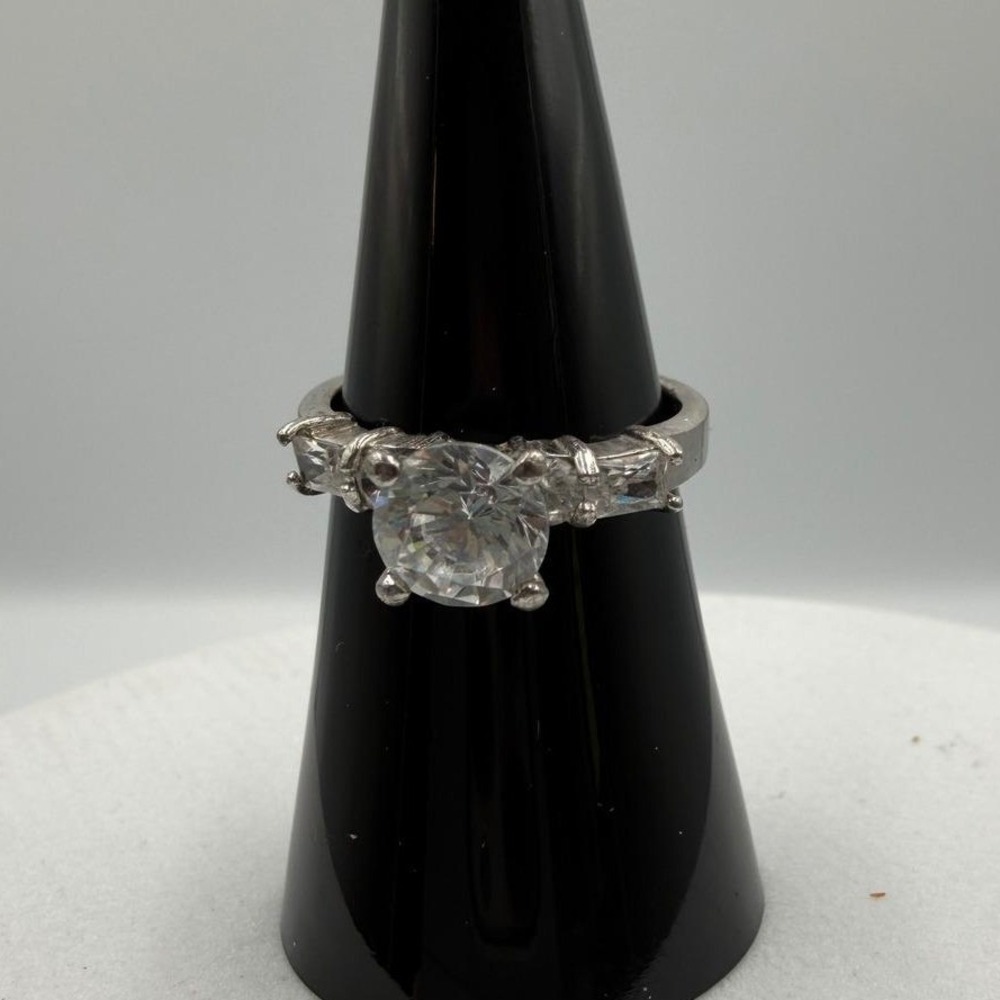 NF 925‎ Sterling Silver Cubic Zirconia Solitaire Ring Thailand Size 7.25